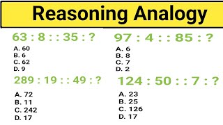 Reasoning number analogy question SSC CGL CHSL UP POLICE MTS Banking Railway amp all Govt Exams [upl. by Katharyn]