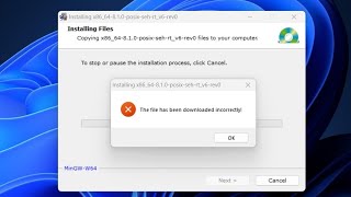 Mingw  The file has been downloaded incorrectly  problem solved in 1 min [upl. by Narmis]