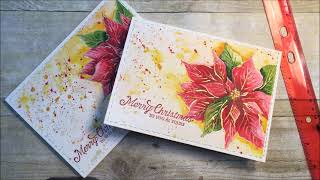 Hand Painted Watercolor Poinsettia amp Embossed Sentament Christmas Card [upl. by Manton]