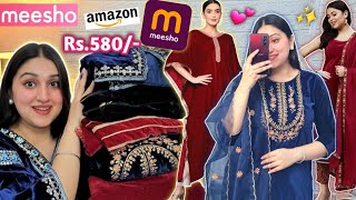 Meesho amp Amazon Velvet Kurti Set Haul Rs530 😍  Meesho Suits Kurtis Kaftan meesho amazon [upl. by Chadbourne829]