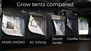 Grow Tent ComparisonMARS HYDRO BEATS AC Infinity Vivosun Gorilla Secret Jardin [upl. by Romeon]