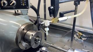 Rifle barrel flushing set up for Hardinge HLVH Lathe Part 1 [upl. by Lellih936]