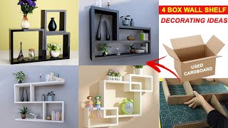 4 Cardboard box wall shelf decorating ideas  DIY wall shelf decor  Easy Crafts [upl. by Janetta]