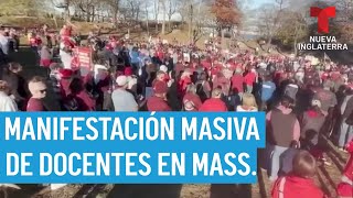 Manifestación masiva de docentes en Massachusetts [upl. by Ehtylb]