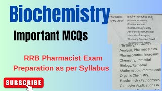 Biochemistry Important MCQs I RRB Pharmacist as per syllabusrailwaypharmacistrrbpharmacist [upl. by Enetsirk407]