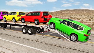 Flatbed Truck Mcqueen  Transportation with Truck  Pothole vs Car 157  BeamNGDrive [upl. by Eon]