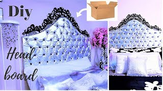 DIY QUICK AND EASY HEADBOARD USING BOXES INEXPENSIVE ROOM DECORATING IDEA 2019 [upl. by Nellac46]