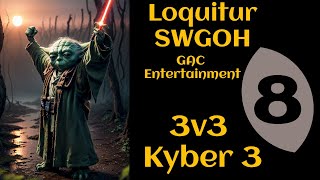 SWGOH Loquitur 3v3 GAC K3 M8 Jabba LV Leia Rey Queen Reva Malgus [upl. by Gersham]