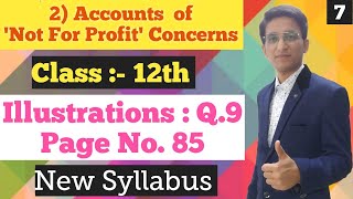 Account of Not for Profit Concerns  illustrations Q9  Page No85  Class 12th  New Syllabus [upl. by Anilave581]