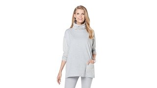 DG2 by Diane Gilman Turtleneck Striped Kimono Tee with P [upl. by Eema]