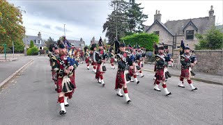 Military Bands lead Royal Guard Balaklava Company on the march back to barracks in Ballater 2024 [upl. by Enorahs57]