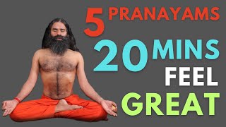 Baba RamDev Daily 5 Pranayam with Timer and instructions [upl. by Attenborough882]