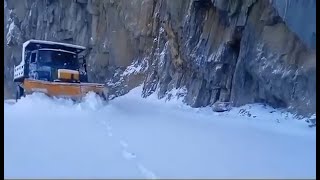 Snow clearance operation starts near Zojila on SrinagarLeh Highway [upl. by Aivlys]