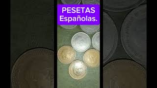 MONEDAS Pesetas Espanolas bajoutresors bajoutravel travel collectorsvoyage italia england [upl. by Eusassilem]