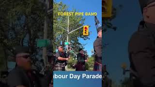 Forest Pipe Band at Labour Day Parade in Sarnia BagPipes Forest LabourDay Sarnia [upl. by Nahama823]