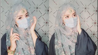 How To Make Wedding Hijab Style With Net Dupatta  How to wear hijab with Earrings and tikka [upl. by Anivel444]