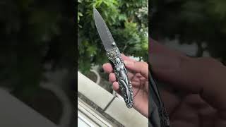 Damascus Steel Folding Knife  High Hardness Sharp EDC Pocket Hunting Tool damascusknife [upl. by Saeger710]