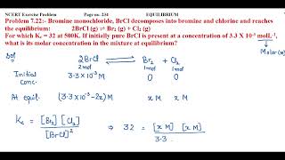 Bromine monochloride BrCl decomposes into bromine and chlorine and reaches the equilibrium [upl. by Halfdan]