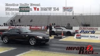 Nissan 350z Vs BMW Z4 at Exotics Rally Event 2 runs [upl. by Nosretep]