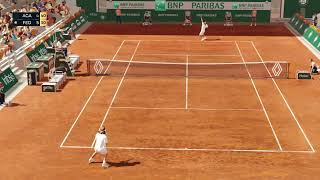 TopSpin 2K25 Agassi Federer incredible rally leading to unforced error the crowd is loving it [upl. by Fawcett]