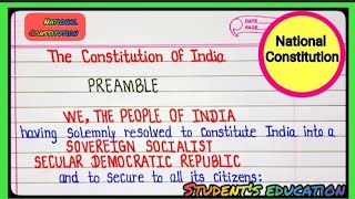 Preamble of Indian ConstitutionConstitution of IndiaPreamble of Indiapreamble of constitution l [upl. by Arrak]