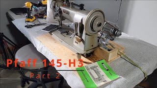 Pfaff 145H3 Industrial sewing machine table motor amp attachments [upl. by Atteuqahs]