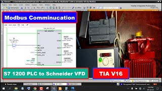 Siemens S7 1200 PLC to Schneider VFD Modbus communication [upl. by Nniroc308]