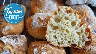 Ciabatta Brötchen ohne kneten  stressfrei und lecker [upl. by Glaudia]