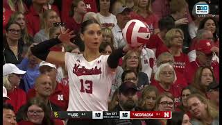 Merritt Beason Back Row Kill Attack Bergen Reilly Kill Nebraska Husker Volleyball 92924 USC [upl. by Hester345]