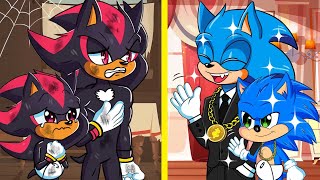 Rich Sonic DAD VS Poor Shadow DAD  Very Sad Story But Happy Ending Sonic Life Animation [upl. by Aduhey]