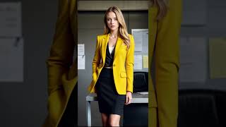 Mustard Yellow Tailored Blazer with Black Pencil Skirt falllookbook beauty autumnfashion [upl. by Demodena]