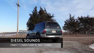 3 Minutes of OM617 Sounds  BIG Turbo 3quot Exhaust 75mm [upl. by Tengdin]