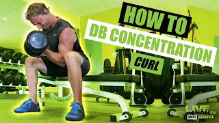 How To Do SEATED DUMBBELL CONCENTRATION CURLS  Exercise Demonstration Video and Guide [upl. by Wolff]