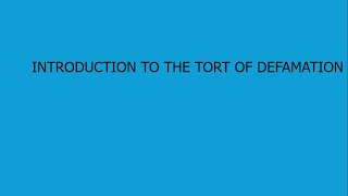 Introduction to the tort of defamation [upl. by Janna]