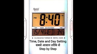 How to reset  Ajanta quartz ODC 120 digital wall clock  Set Date Time Day  Very Simple Method [upl. by Aztiray858]