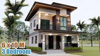 2 STOREY HOUSE DESIGN  6 X 10 meters with 3 bedroom [upl. by Airamzul]