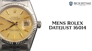 Mens Rolex Stainless Steel Datejust Watch Gold Champagne Dial 16014 [upl. by Tra810]