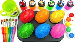 Satisfying Video Rainbow Mixing All Candy in Color EGGS Fruit Rainbow Glitter Lollipop Cutting ASMR [upl. by Xanthus]