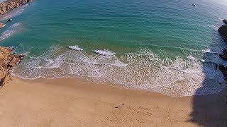 Beautiful Porthcurno Beach from the Air [upl. by Waylin283]