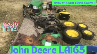 100 LA165 John Deere Lawn Tractor restoration fixing flip and sold for  Easy Money [upl. by Ehc972]