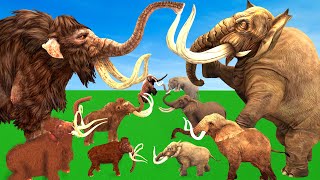 10 Woolly Mammoth Vs 10 Mastodon Vs Elephant Vs Monster Lion Prehistoric Mammals Animals Epic Battle [upl. by Felten49]