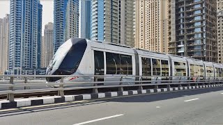 Dubai Tram  Catenaryfree Tram Line [upl. by Eikkin9]