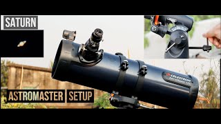 Celestron Astromaster 130 EQ Setup for SATURN  With and Without 2X Barlow  Smartphone Camera [upl. by Inalem]