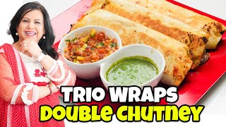 NATURAL TRI COLOR WRAPS ❤️ Plus 2 Chutney Recipes in Hindi Urdu  RKK [upl. by Zeph460]