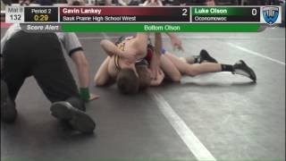 132 Gavin Lankey Sauk Prairie High School Wrest vs Luke Olson Oconomowoc 6475952104 [upl. by Airt712]