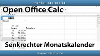 Dynamischer senkrechter Monatskalender in OpenOffice Calc  Download [upl. by Sheelagh340]