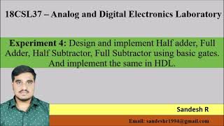 Experiment 4  Adders and Subtractors Circuits  18CSL37  Analog and Digital Electronics Lab [upl. by Feer]