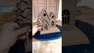 Ultra modern clay house Christmas house mudhouse shorts cutehouse homemadehome winterhome [upl. by Acinehs]