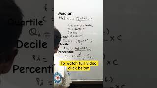 Formula of Median Quartile Decile Percentile for group data statistics [upl. by Katie]