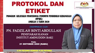 TAKLIMAT PROTOKOL DAN ETIKET NPQEL AMBILAN 22020 [upl. by Neelra]